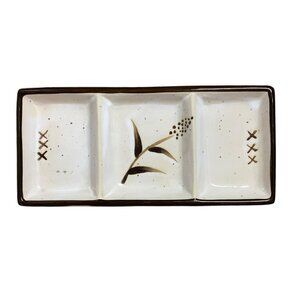 Ceramic Sauce Dish 3‎ Compartments 8” Vintage Target OS Asian Themed
